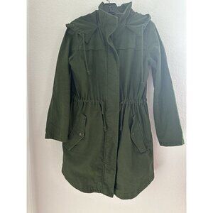 Old Navy Women's Utility Jacket Size S Green Water Resistant‎ Canvas Hooded Y2K